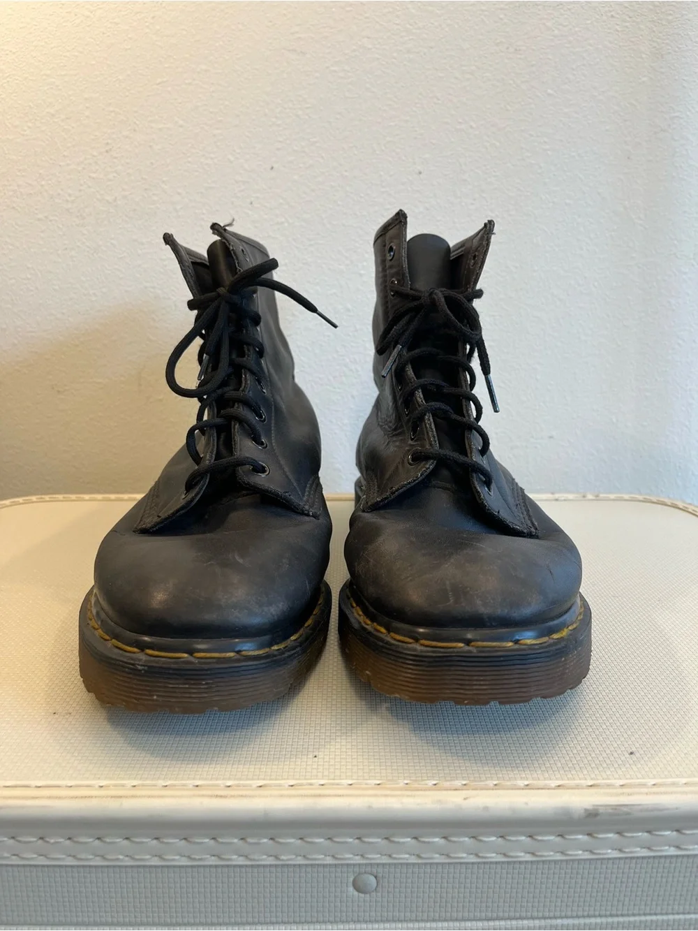 Vintage Dr. Martens Black 8 Eye Leather Lace-Up Ankle Boots